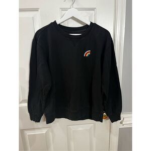 Glamazon Black Rainbow Embroidered Pride Sweatshirt sz M EUC